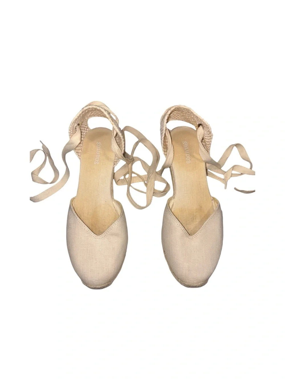 Soludos The Marseille Wedge Espadrille Wrap‎ Sandal In La Concha Ivory Size 6.5